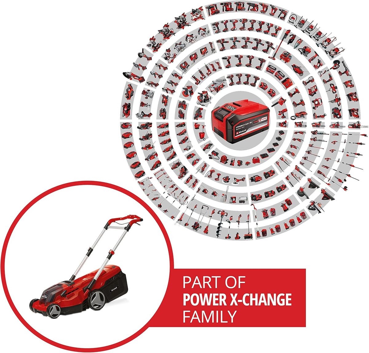 Cortacésped inalámbrico Einhell RASARRO 36/38 Kit Power X-Change (36 V, 38 cm de ancho de corte, 450 m², sin escobillas, función de mulching, bolsa colectora de 45 l, incl. 2 baterías de 4,0 Ah + cargador doble)