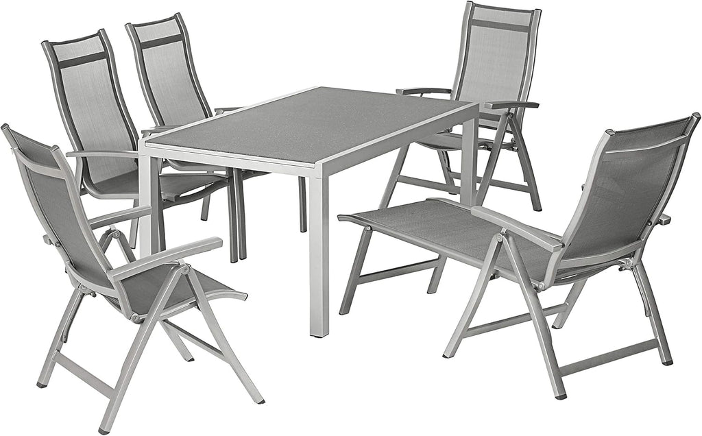 Sillón plegable Dehner Chicago, aprox. 110 x 63,5 x 67,5 cm, textileno/aluminio, gris