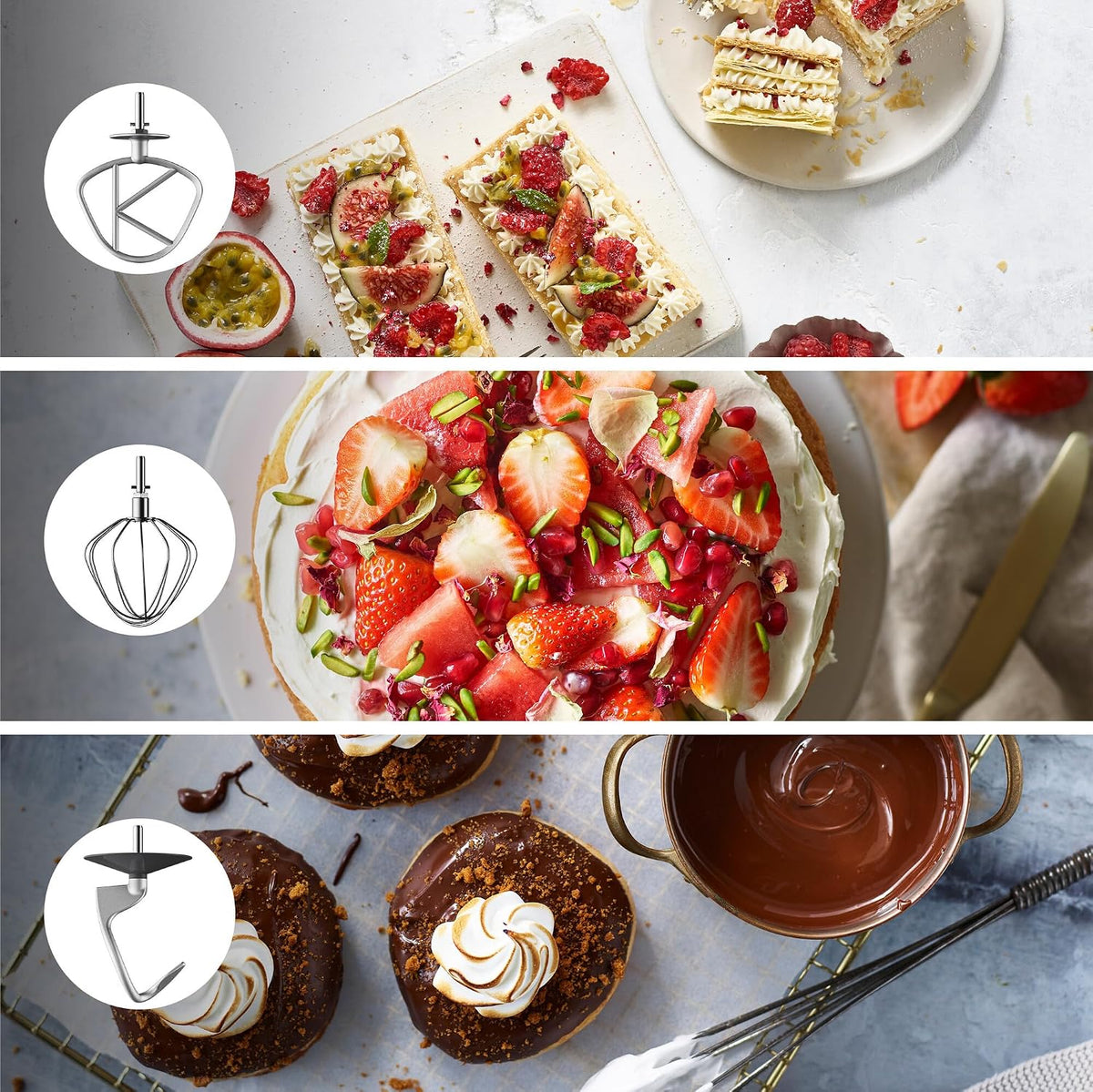 Kenwood Titanium Chef Baker KVC65.001WH, Zagniatarka planetarna z wbudowaną wagą, Trzepaczka K, Hak do wyrabiania, Trzepaczka, Miska 5 l, moc 1200 W, Biały