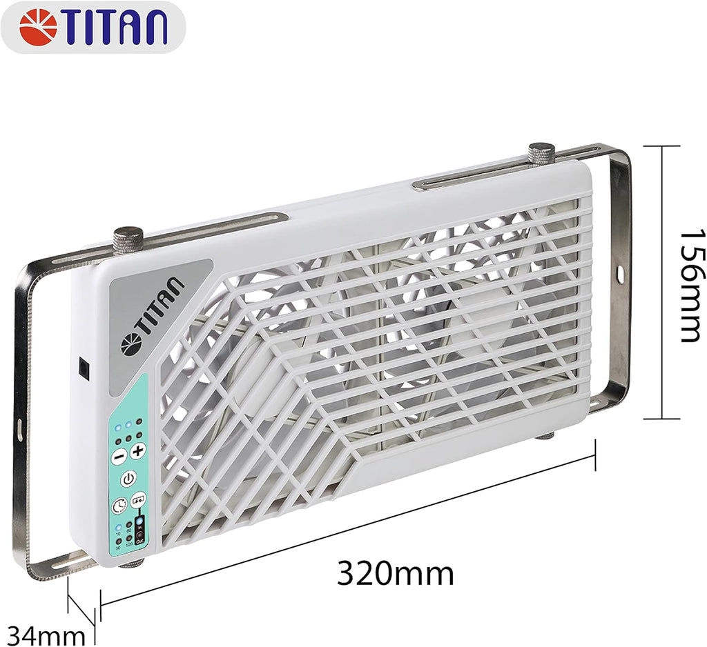 TITAN Leiser Dachventilator, 12 V CC, 140 mm, doble, reversible, ventilador para claraboya con control inalámbrico para autocaravana, caravana, TTC-SC21/V3