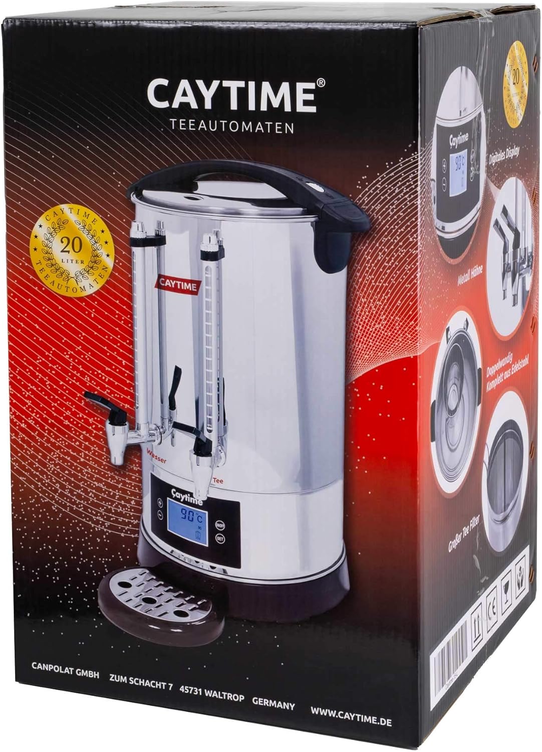 Máquina de té D20 - Tetera digital, aislada con doble pared - Samovar, Semaver 20 litros
