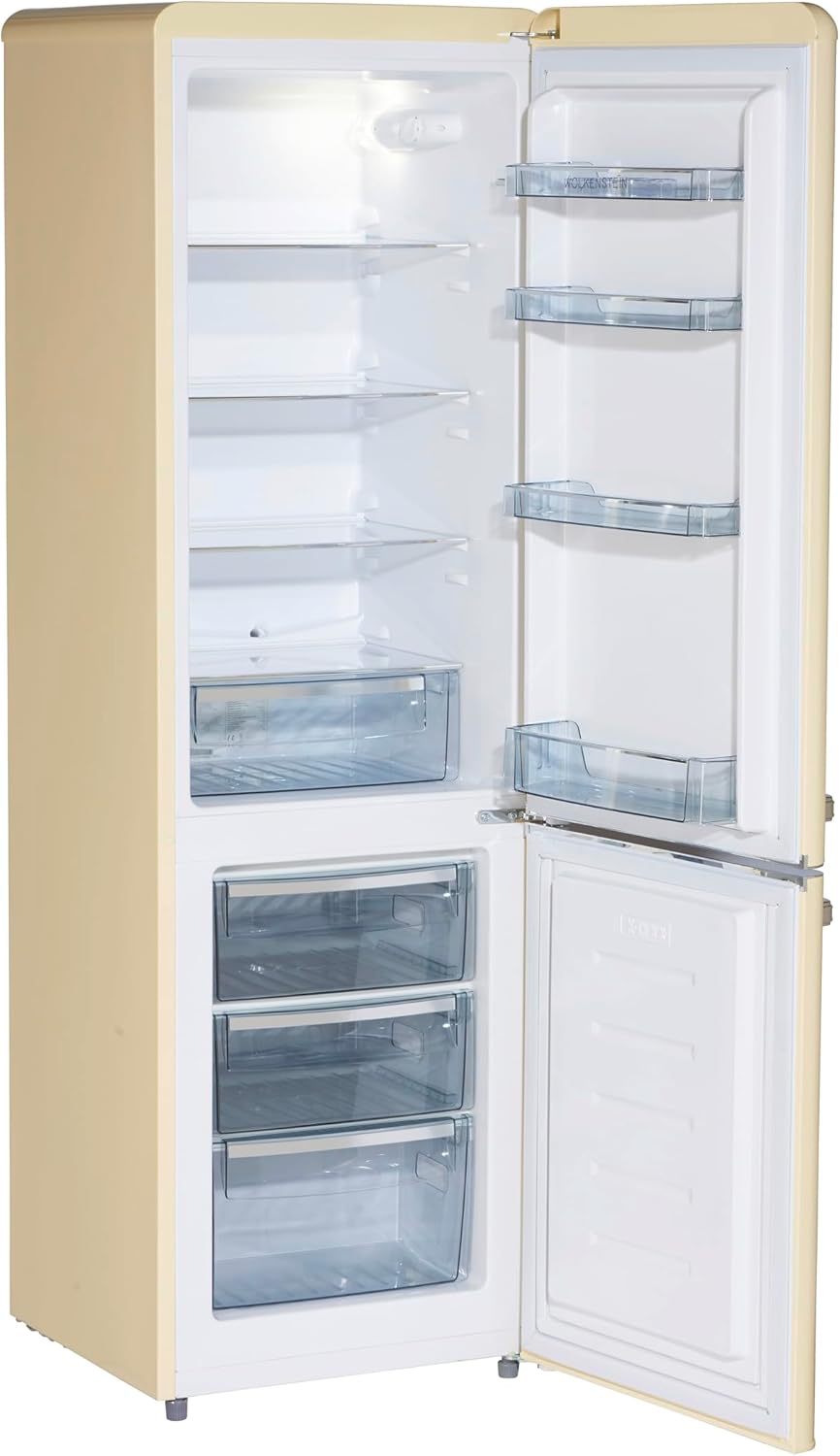 Frigorífico combi Wolkenstein KG250.4RT SC Crema | 249 litros de capacidad neta | 4* | 69 litros de congelador | Tirador exterior cromado | Detalles plateados | Independiente