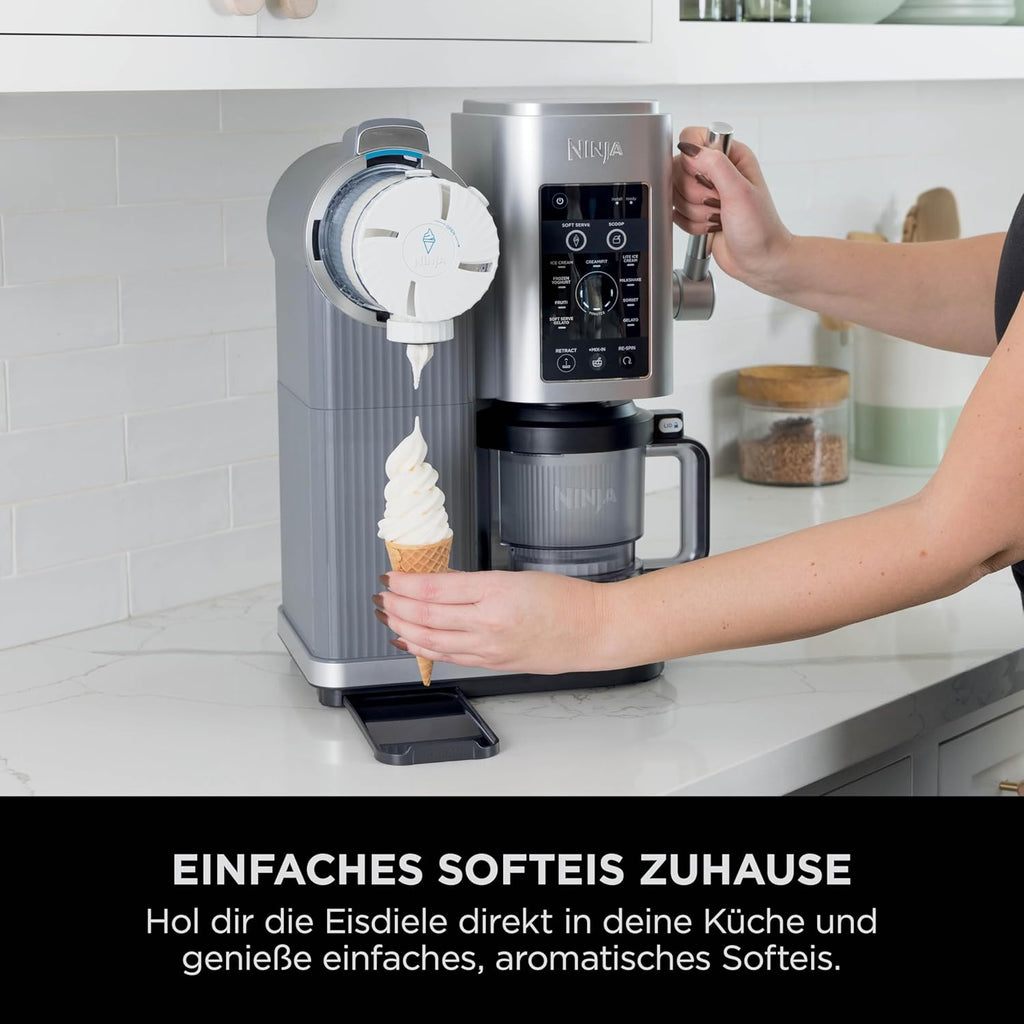 Heladera Ninja CREAMi Scoop & Swirl con 2 recipientes, 13 funciones, para helado, helado suave, gelato, sorbete, batidos y más, con función de mezcla, plata platino, NC701EU