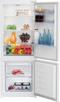 Beko BCSA240K4SN b100 Frigorífico combinado integrable, 214 l de capacidad útil, 156 l de refrigeración, 58 l de congelación, nicho de 145 cm, sistema de puerta deslizante, 37 dB, aparato empotrable, blanco