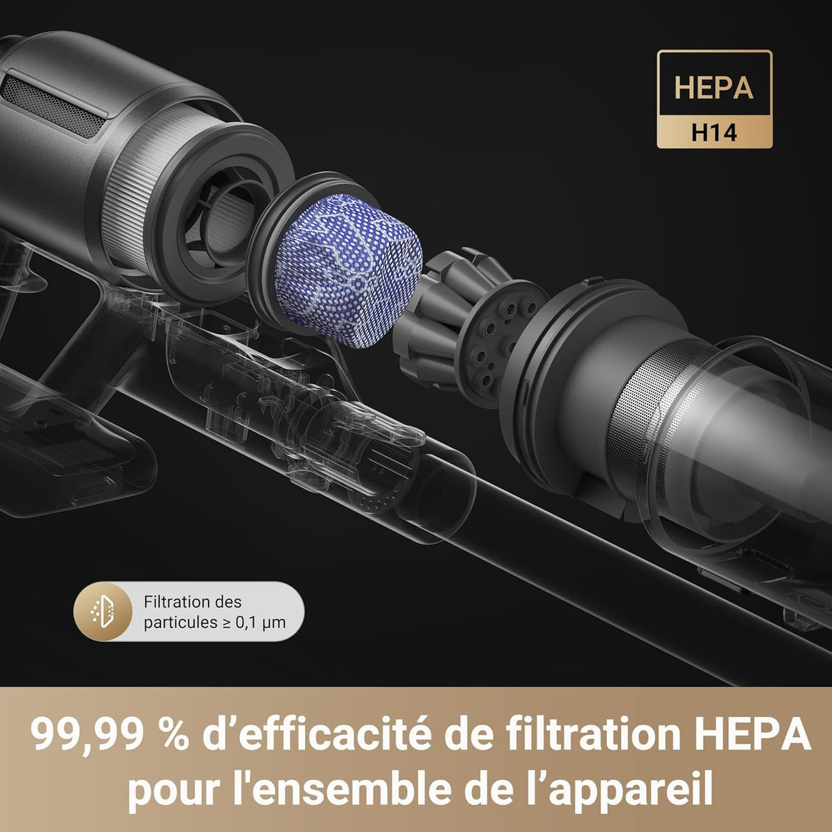 Aspiradora escoba inalámbrica Dreame Z30, 28 000 PA / 310 AW, motor de alta velocidad, autonomía de 90 min, filtro HEPA H14, tecnología de detección de polvo, eliminación de pelo de mascotas