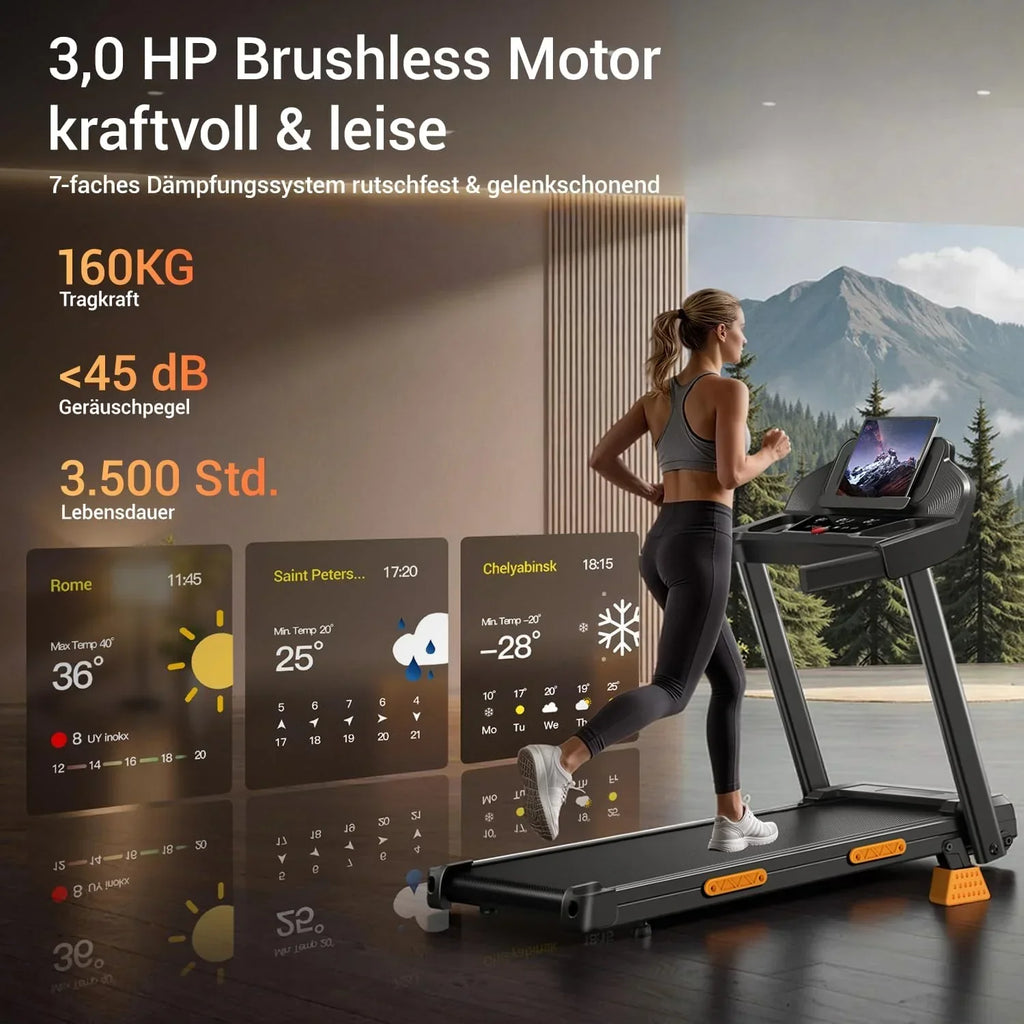 Cinta de correr plegable para casa SF20 con inclinación del 15%, velocidad de 12 km/h, motor de 3,0 CV, pantalla LED y capacidad de carga de 160 kg