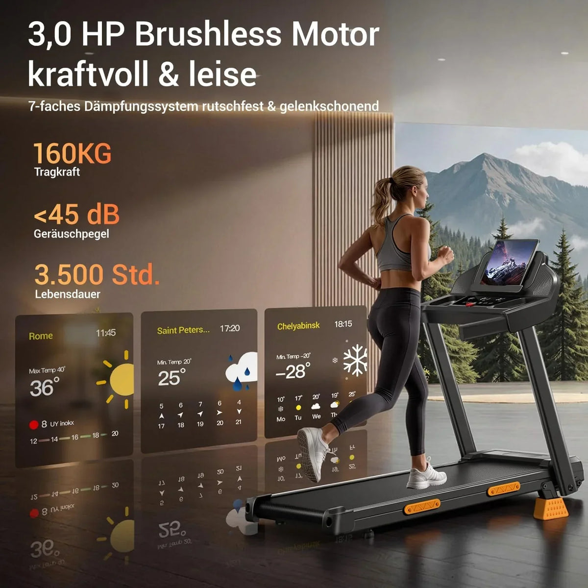 Cinta de correr plegable para casa SF20 con inclinación del 15%, velocidad de 12 km/h, motor de 3,0 CV, pantalla LED y capacidad de carga de 160 kg