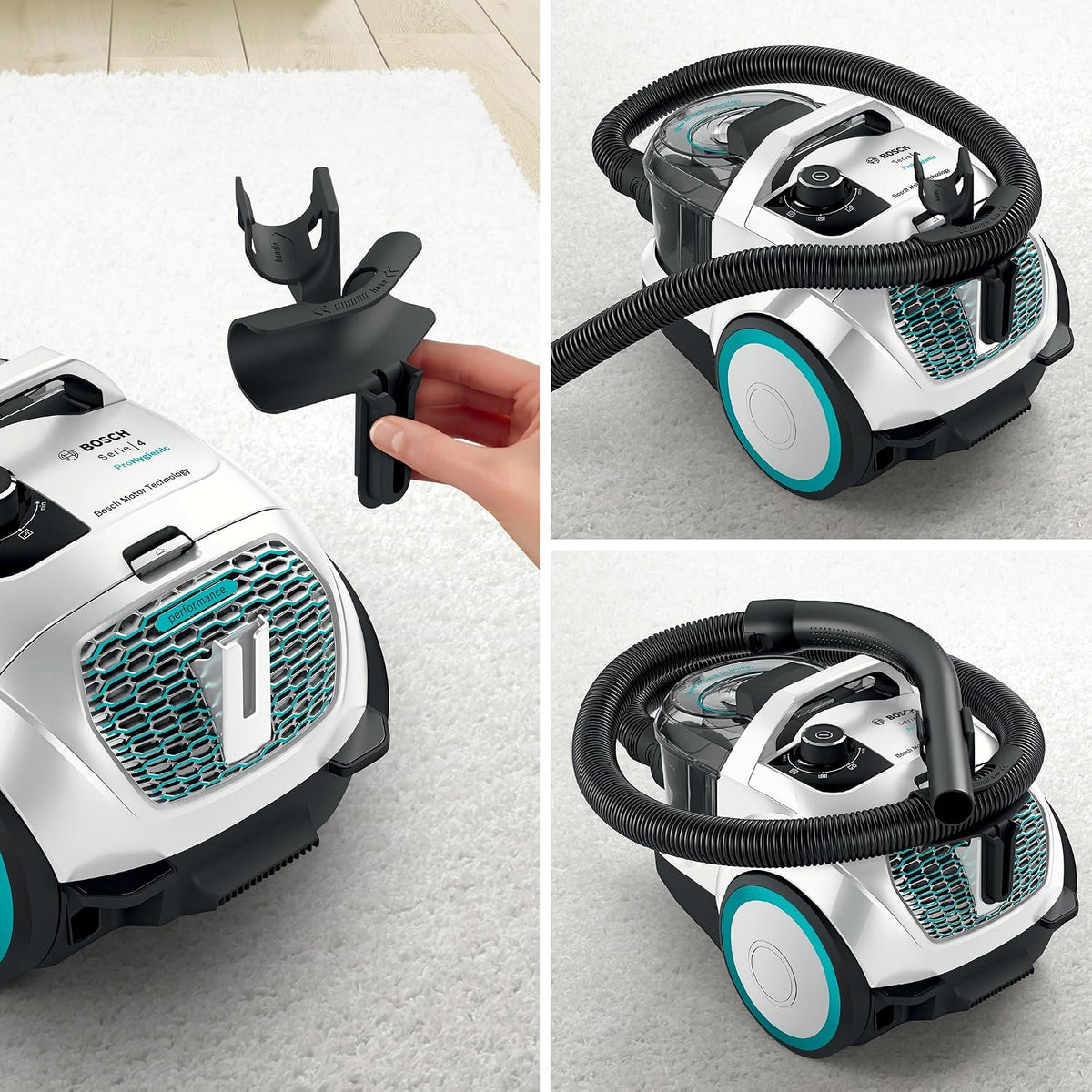 Bosch Serie 4 ProHygienic Odkurzacz 550 W, BGC21HYG1, biało-turkusowy