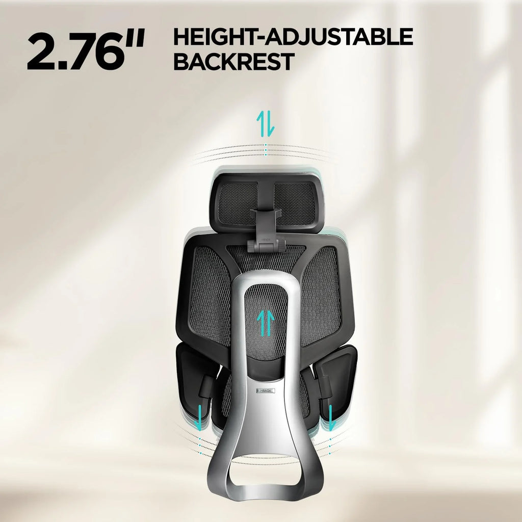 Hbada E3 Air Ergonomiczny Fotel Biurowy – Dynamiczne Wsparcie Lędźwiowe 3-Strefowe, Regulowany Zagłówek 3D, Regulowane Podłokietniki 3D, Obrotowy, Bez Podnóżka, Czarny