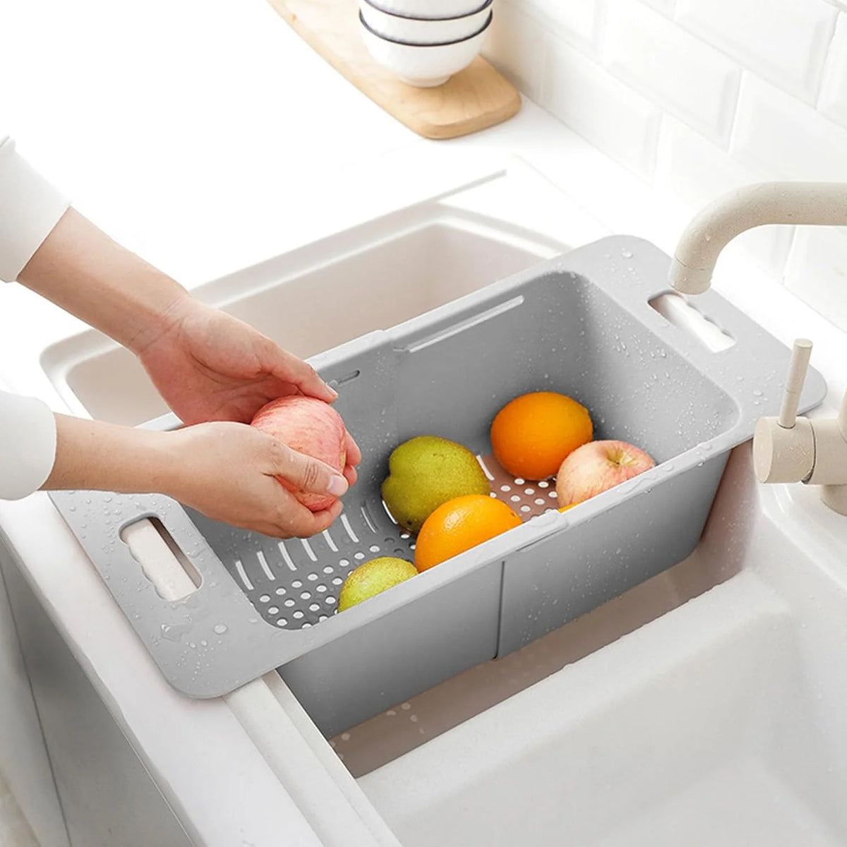 Regulowana zamrażarka nizer 40-52 cm, rozszerzalny kosz do przechowywania, trwały, wielofunkcyjny drenaż, pojemność 15-25 kg, idealny do zamrażarek skrzyniowych, oszczędność miejsca rozwiązanie