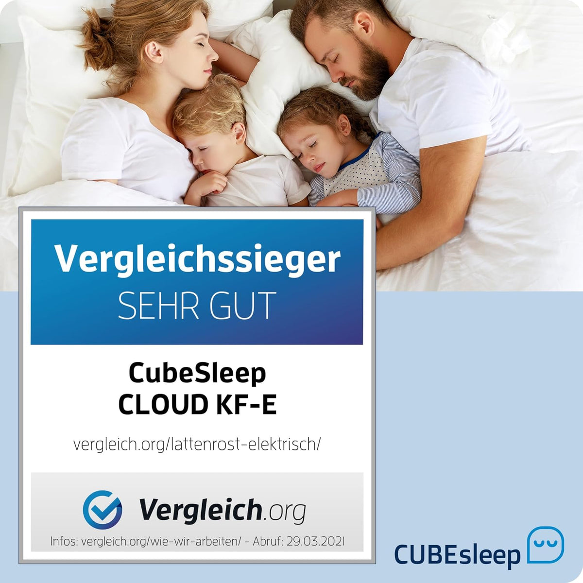 Somier de láminas con platos CubeSleep de 7 zonas Cloud 90x200 cm | Cabecero y piecero regulables eléctricamente | Fabricado en Alemania | Certificado GS – seguridad comprobada | completamente montado