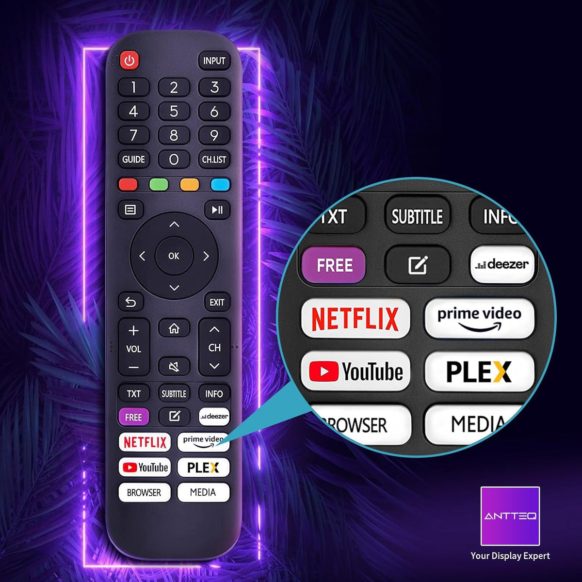 Smart TV Antteq Vita de 32 pulgadas (80 cm) - Televisor conectado con control por voz, triple sintonizador (DVB-S2/T2/C), WiFi, Bluetooth, HDMI, Netflix, DAZN, función de compartir pantalla, tienda de aplicaciones 2025