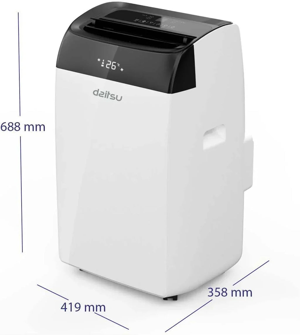 Daitsu - Aire Acondicionado Portátil Frío, Calor, Deshumidificador y Ventilador | 4 en 1 | Alisios Premium APD12FCX | Compacto y Silencioso | Mando a Distancia | Para Hogar u Oficina hasta 30 m²