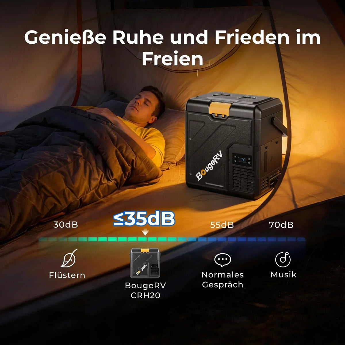 Nevera de compresor BougeRV CRH20 20L, batería 240Wh, -20°C a 20°C, control por app IPX4, 12V/24V/230V, camping y viajes 2026