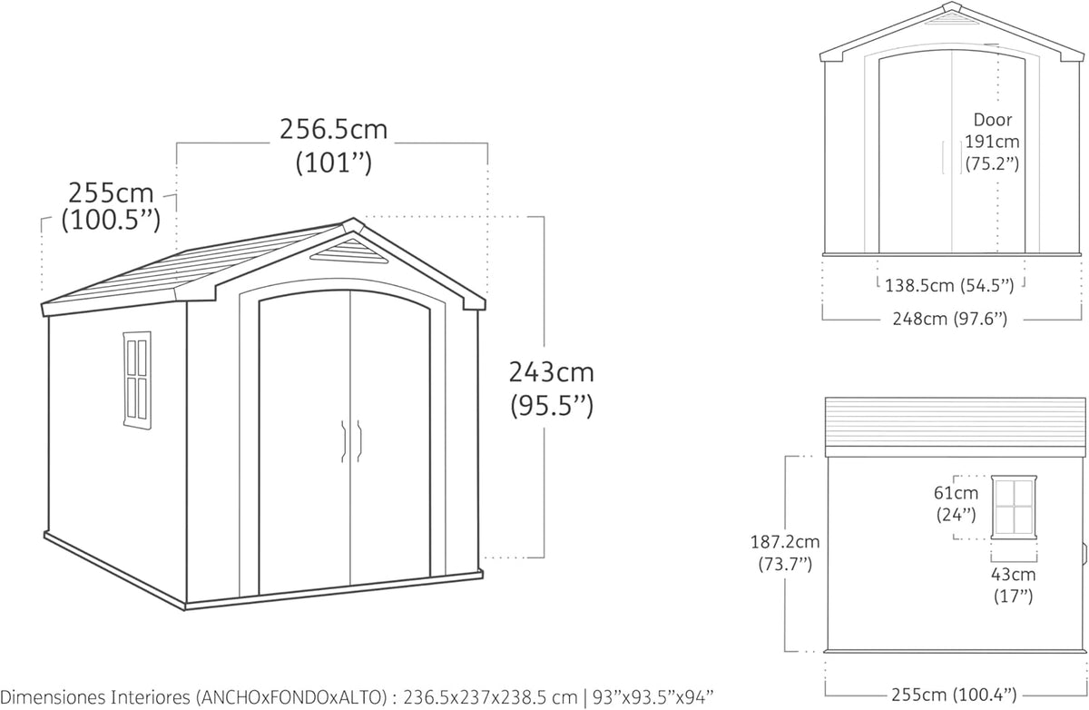 KETER Cobertizo de jardín FACTOR 88 - 6,3m2 257 x 255 x 243 cm beige y marrón K209875