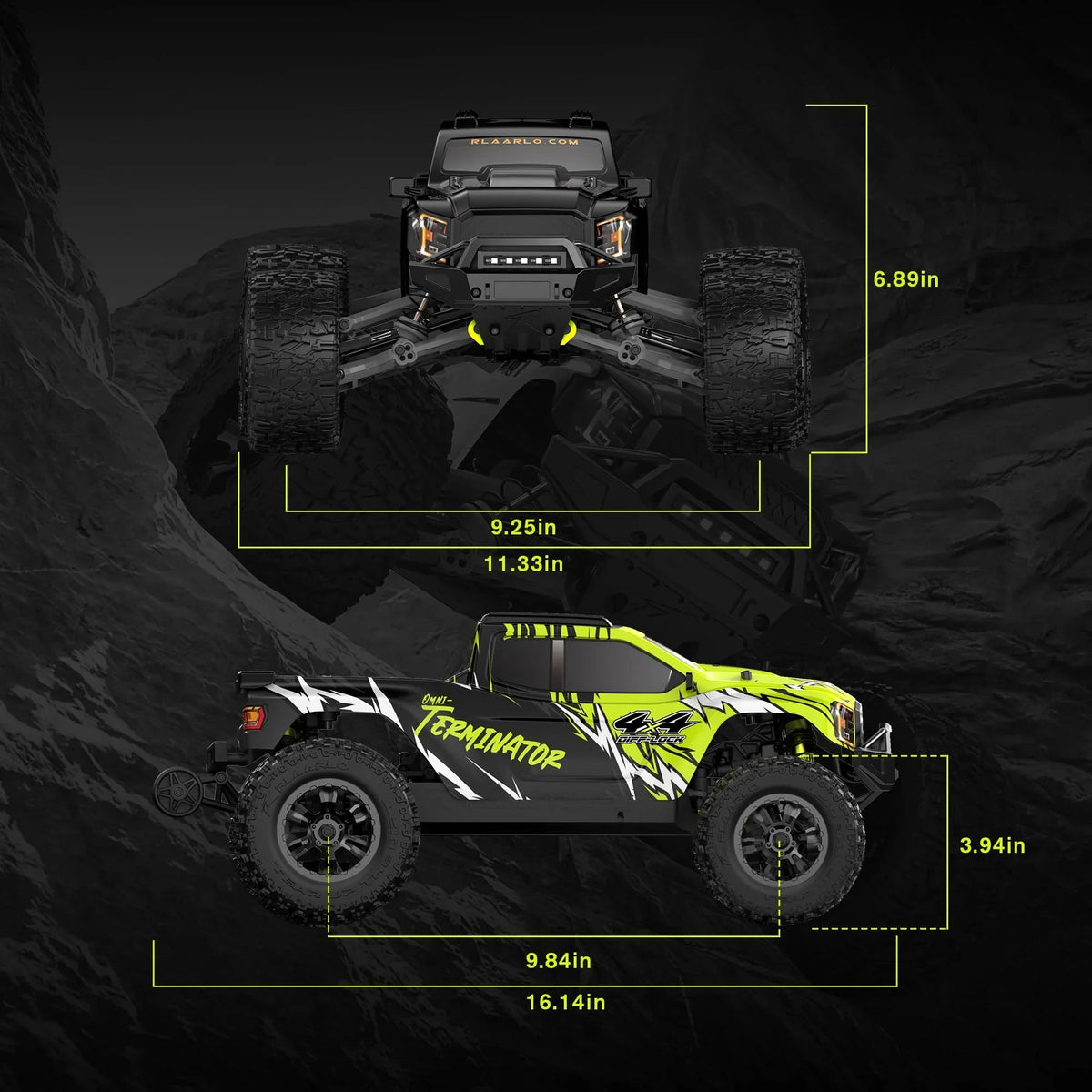 Monster Truck RC Brushless 1:10 4WD hasta 50 km/h todoterreno resistente al agua con fibra de carbono y control remoto