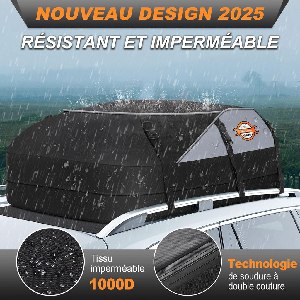 Cofre de techo Sailnovo, 580 l, cofre de techo impermeable con o sin barras de techo, 6 ganchos de seguridad y bolsa de almacenamiento incluidos.