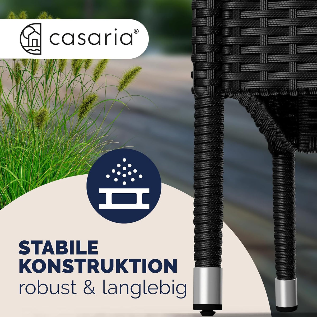Banco de jardín Casaria® con cojines, resistente a la intemperie, polirratán, capacidad de carga de 320 kg, mesa auxiliar, resistente a los rayos UV, banco para jardín o balcón, 2 plazas, 143x55 cm, negro