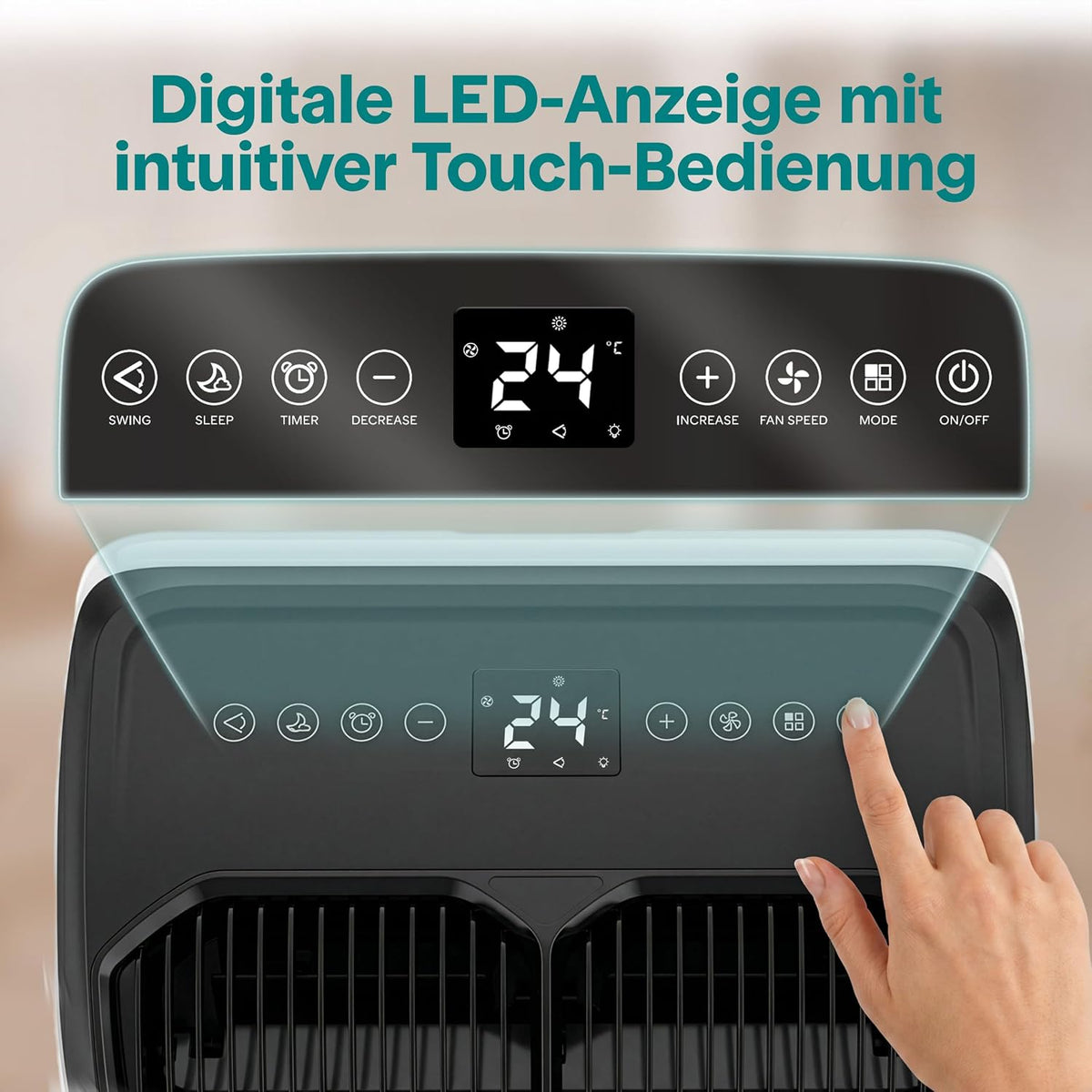Aire acondicionado portátil SereneLife 14000 BTU – Aire acondicionado pequeño para habitaciones de hasta 33 m² | WiFi | Enfriamiento, deshumidificador y ventilador | 51 dB