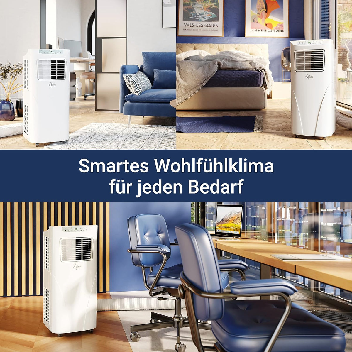 SUNTEC Aire acondicionado portátil Impuls 2.6 Eco R290 – Aire acondicionado móvil y silencioso con tubo de escape – Enfriador y deshumidificador para habitaciones de hasta 34 m² – Refrigeración móvil para hogar y oficina – 9.000 BTU | 2600 vatios