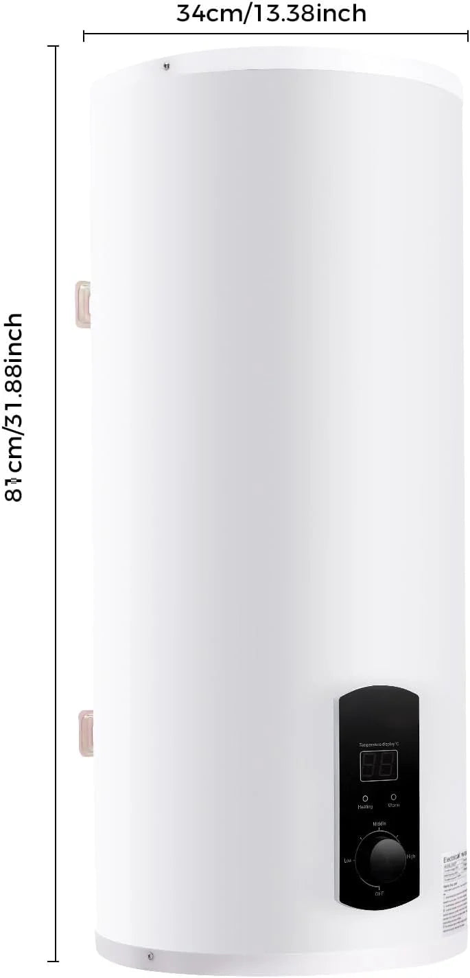 Elektryczny bojler na wodę, prysznic i zbiornik ciepłej wody 2000 W, elektryczny bojler ciepłej wody, pionowy, 25-75°C, emaliowany zbiornik wewnętrzny, ochrona przed wyciekiem, w zestawie słuchawka
