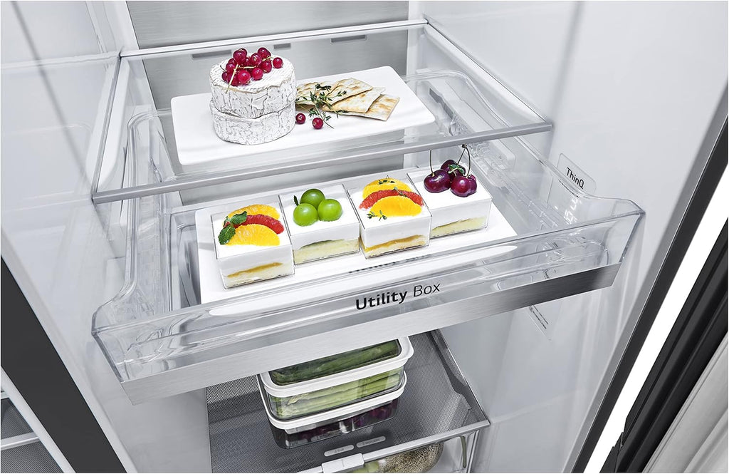 LG GSXV90MCDE Frigorífico Side-by-Side con congelador (628 L, clase energética D) con InstaView, Door-in-Door, Craft Ice, dispensador de hielo y agua, Total No Frost, negro