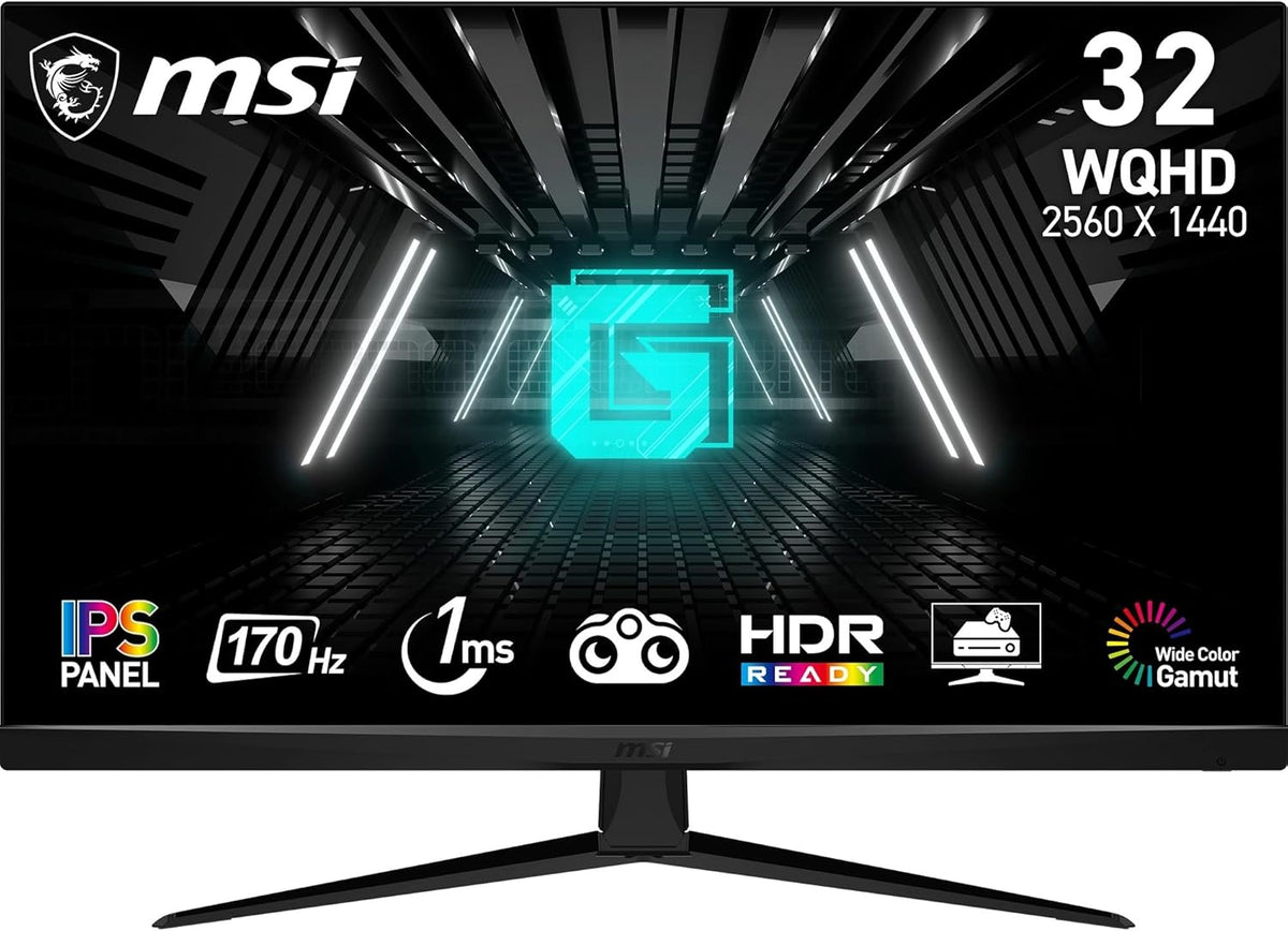 Monitor Gaming MSI G321Q de 31,5" WQHD - Panel IPS, 2560x1440, 170Hz / 1ms, 16:9, compatible con G-Sync - DisplayPort 1.2a, HDMI 2.0b