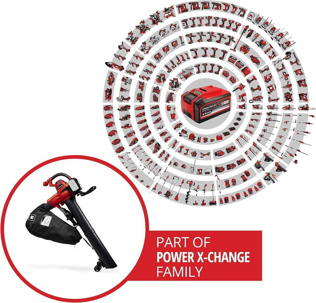 Aspirador/soplador de hojas a batería Einhell GE-CL 36/230 Li E-Solo Power X-Change (iones de litio, 18 voltios, función de aspiración/soplado, interruptor turbo, incluye tubo de aspiración + tubo de soplado, sin batería ni cargador)