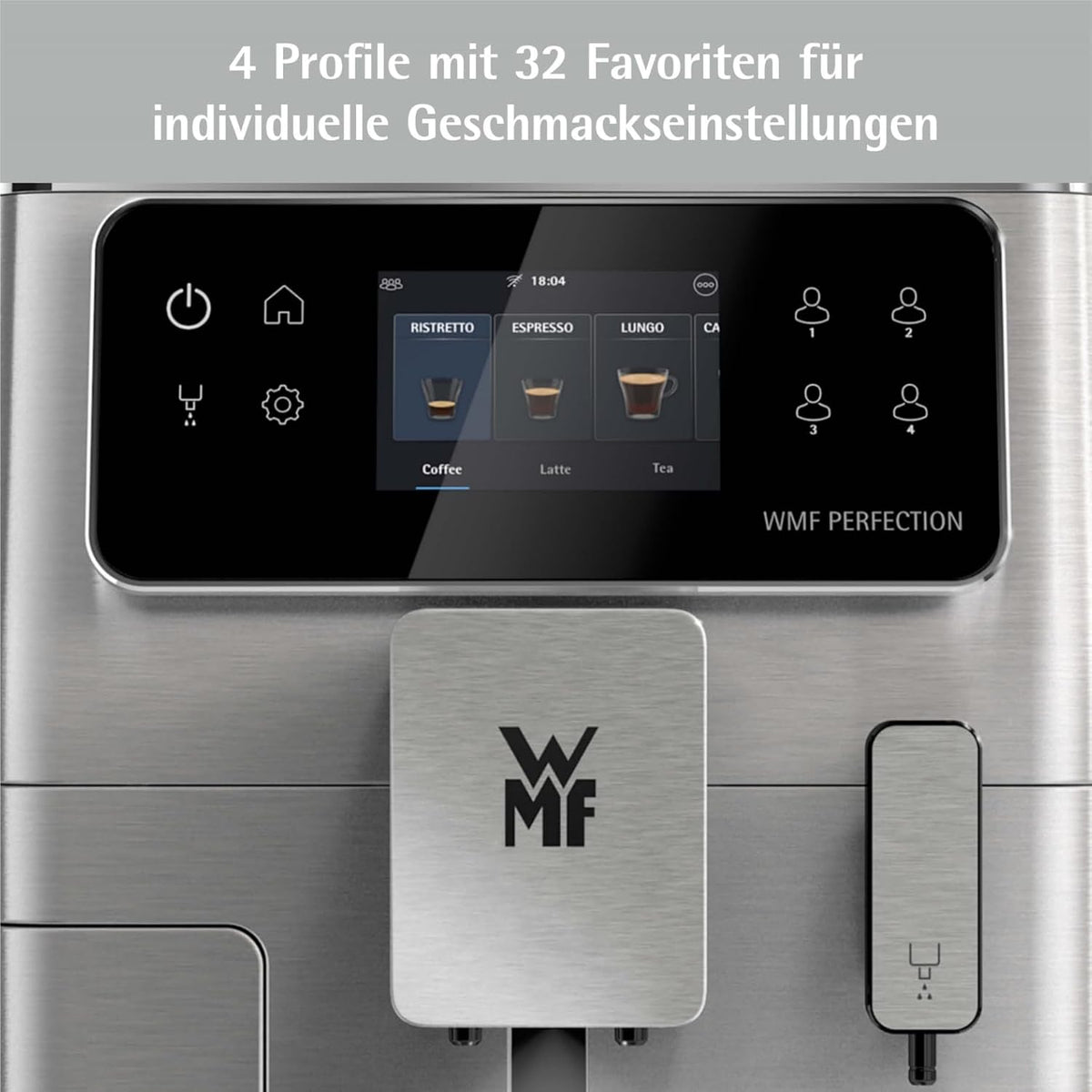 Cafetera automática WMF Perfection 640 con sistema de leche, 16 especialidades de café, doble termobloque, molinillo de acero inoxidable, almacenamiento de perfiles de usuario, wifi