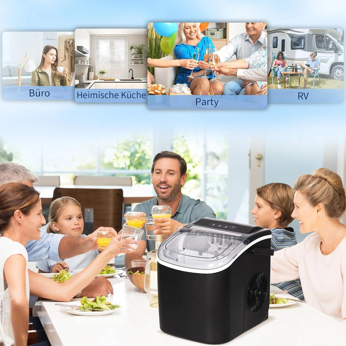 HOMCOM Kostkarka do Lodu 12kg/24h 9 Kostek w 6-12 Minut z Uchwytem