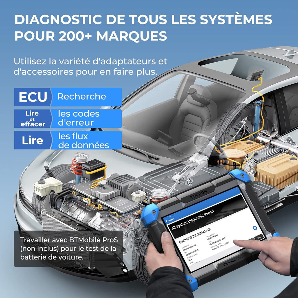 TOPDON Phoenix Lite 2 Escáner de Diagnóstico Automotriz Multimarca, Herramienta de Diagnóstico para Todos los Sistemas, Codificación de ECU, más de 34 Funciones de Mantenimiento, Control Bidireccional, Funciones Guiadas V.A.G.