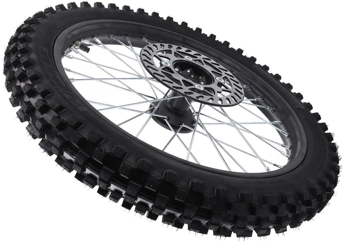 HUIOP Conjunto de llanta y neumático de rueda delantera de 17 pulgadas, cámara de aire 70/100-17 2.75-17, de 12 mm con rotor de freno para Dirt Pit Bike, optimizando el rendimiento con