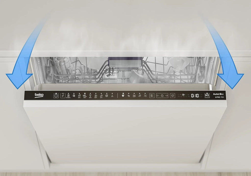 Beko BDUN15430X b300 zmywarka do zabudowy 60 cm, na 14 kompletów naczyń, 3 poziomy zmywania, 4 temperatury, 5 programów, połowa obciążenia, automatyczne otwieranie drzwi, Quick&Clean
