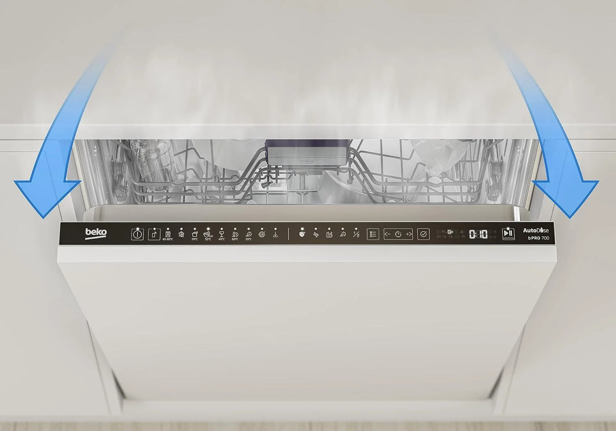 Beko BDUN15430X b300 zmywarka do zabudowy 60 cm, na 14 kompletów naczyń, 3 poziomy zmywania, 4 temperatury, 5 programów, połowa obciążenia, automatyczne otwieranie drzwi, Quick&Clean