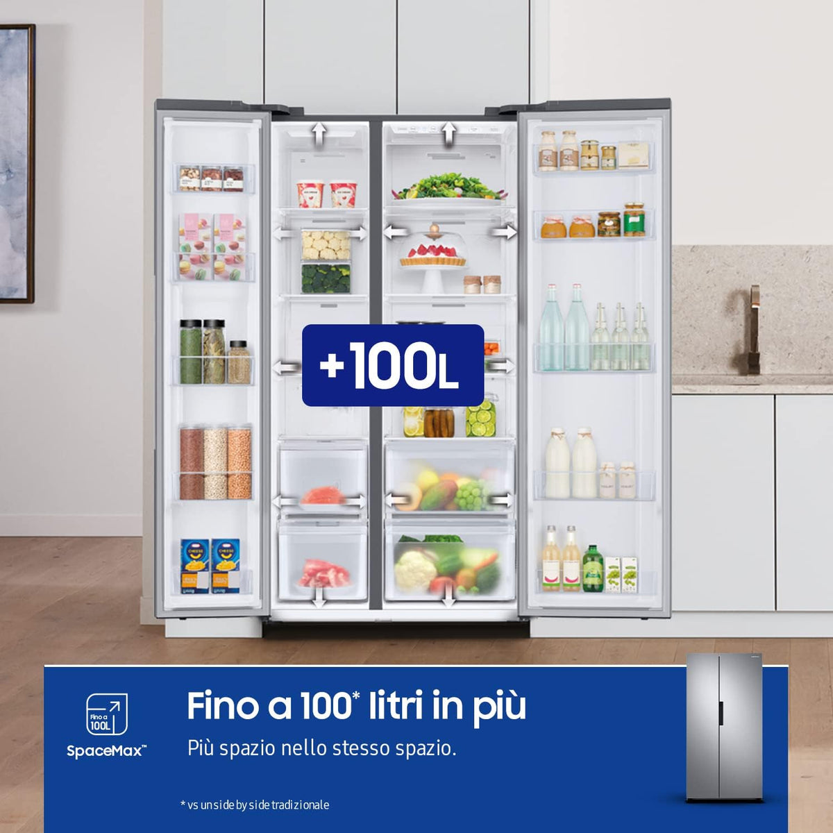 Samsung RS66A8101SL/EF Frigorífico Side by Side - Frigorífico 409L, Congelador 243L, 358 kWh/Año