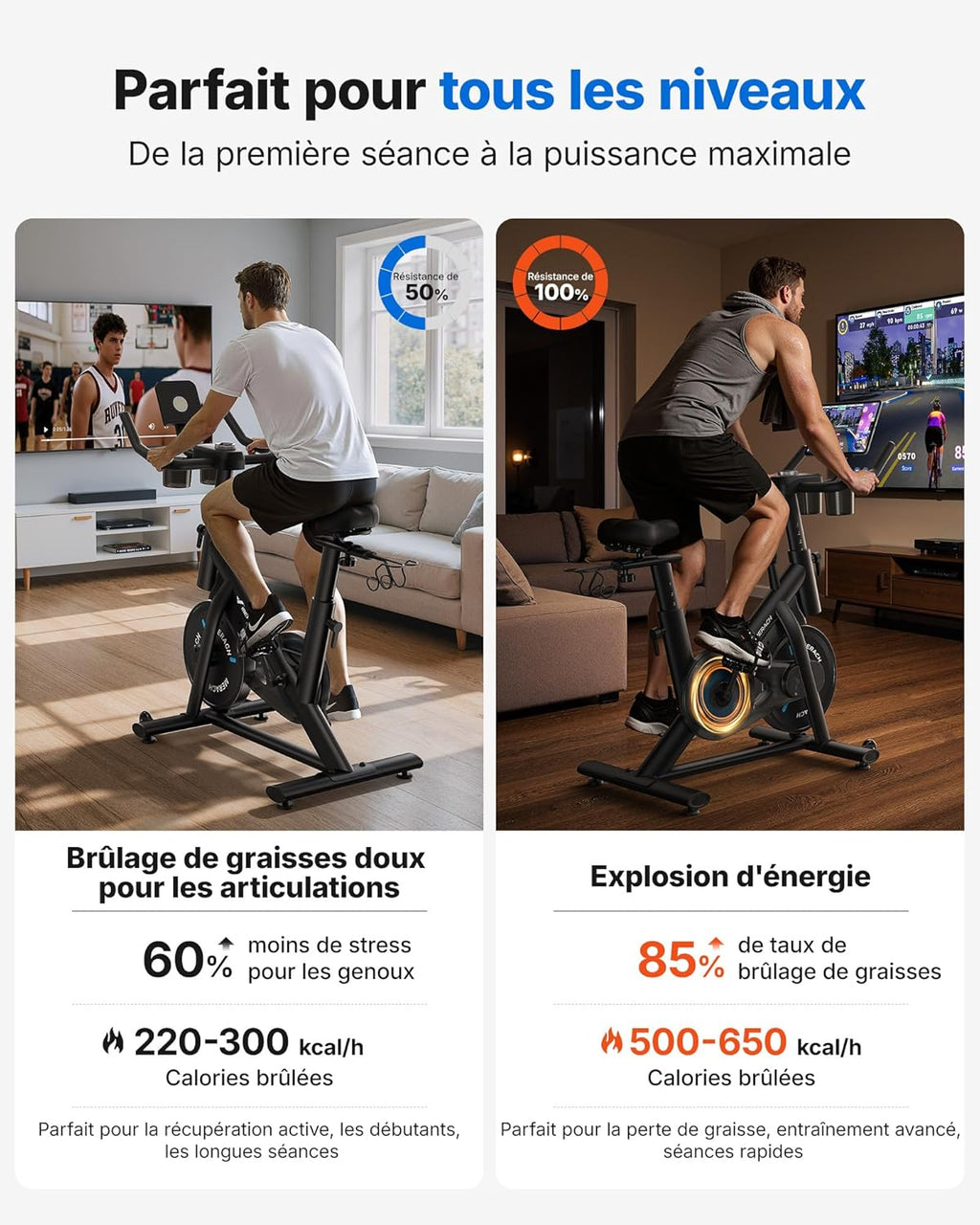 MERACH Bicicleta Estática para Casa - Bicicleta de Fitness de Interior Silenciosa con Resistencia Ajustable, Pantalla LED, Asiento Cómodo, para Entrenamiento Cardio, App Exclusiva, Capacidad Máx. 136 KG