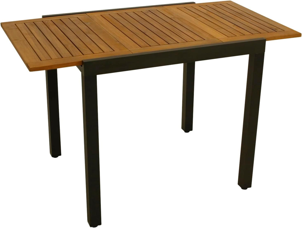 Mesa de jardín/balcón DEGAMO Vicenza de madera de acacia y aluminio, extensible 80/120x70cm, antracita, con certificación FSC