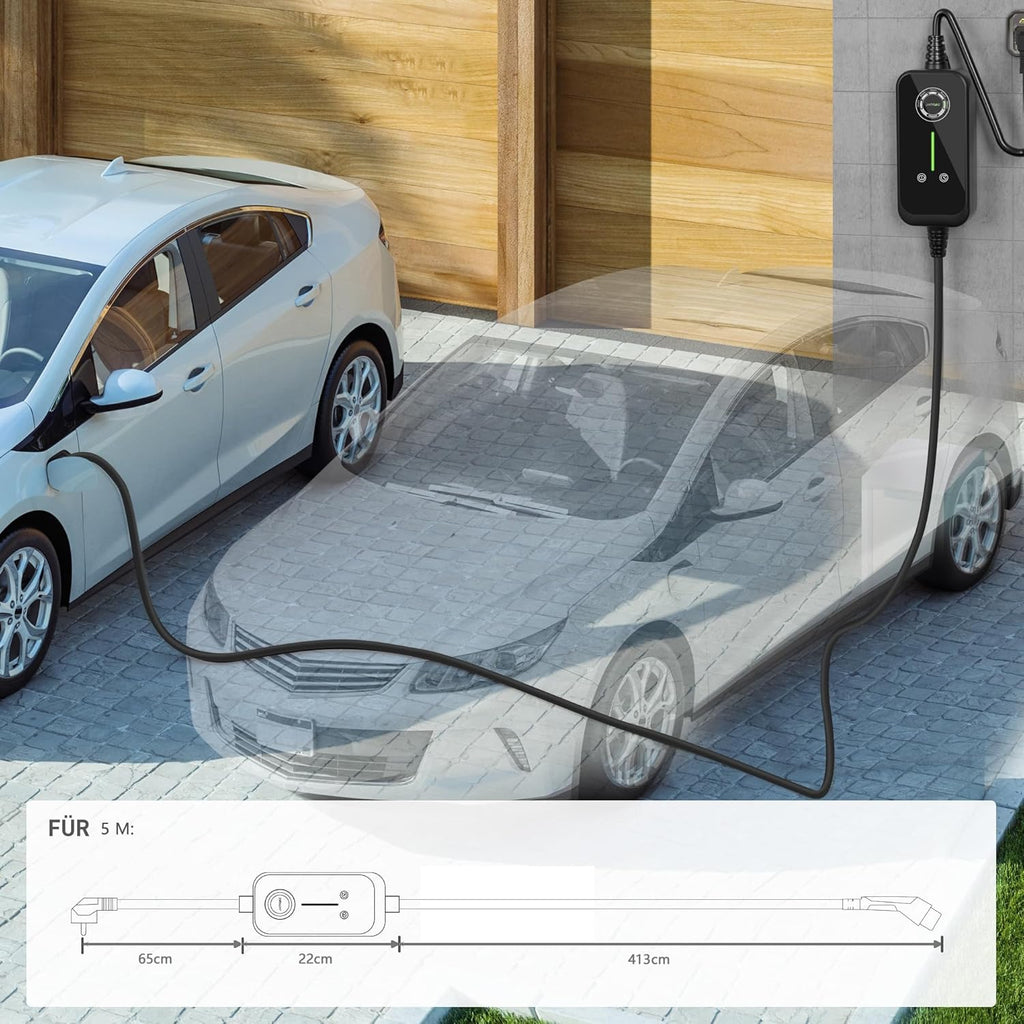 Oryxearth JATRHG Cargador EV de 3,6 kW Tipo 2 16 A, cable de 5 m, portátil y monofásico - Estación de carga para coches eléctricos (P1 3,6 kW 5 m)
