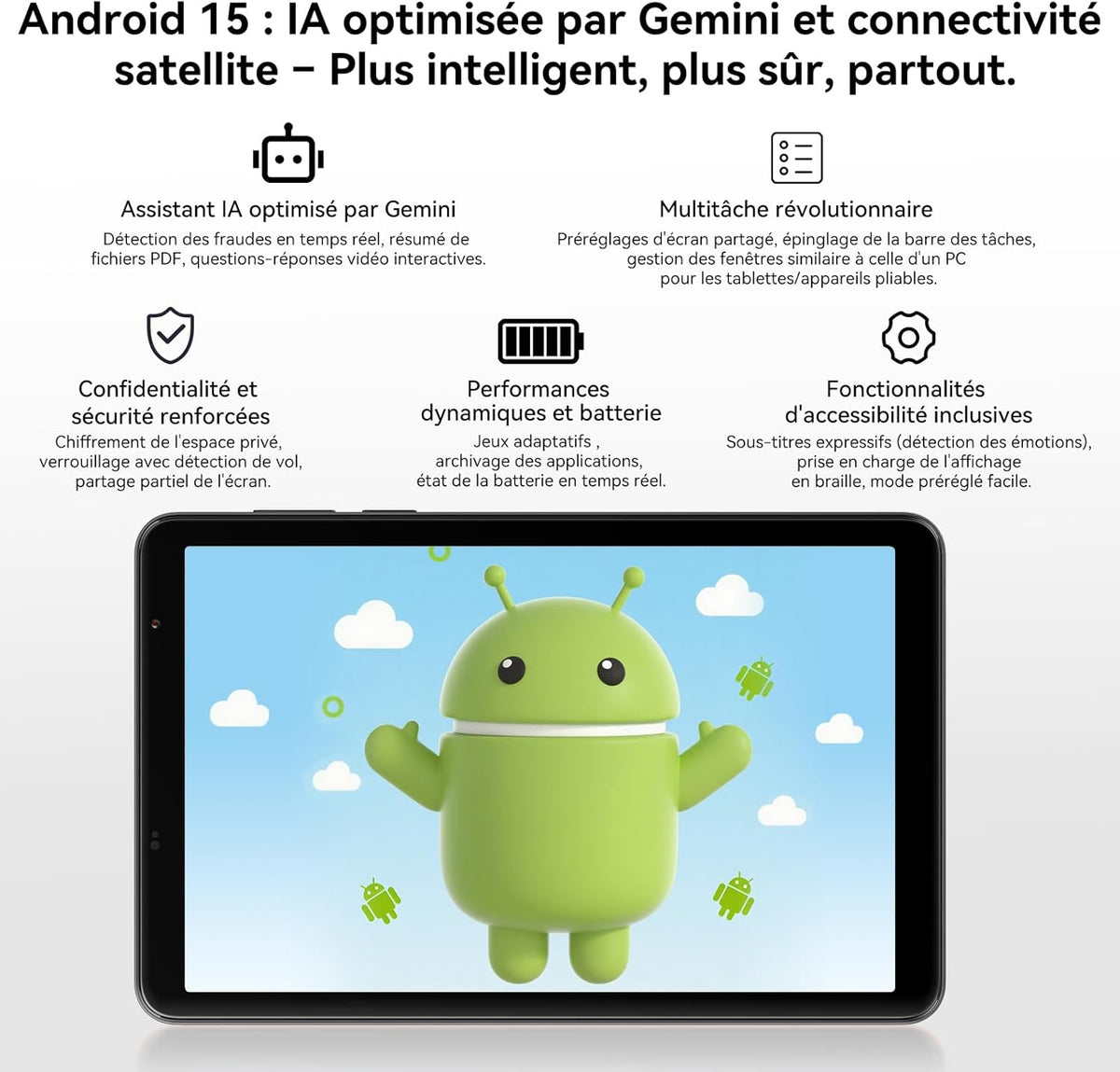 Tableta Blackview ZENO 1 de 8 pulgadas, Android 15, 90Hz, 800x1280 - Ultraligera y compacta para juegos, chip IA de 8 núcleos T615, 18GB RAM + 256GB ROM (2TB TF) / 4G LTE + WiFi 5G / Reconocimiento facial / 6000mAh / 8MP + 8MP / Widevine L1 / BT5.2 / GMS