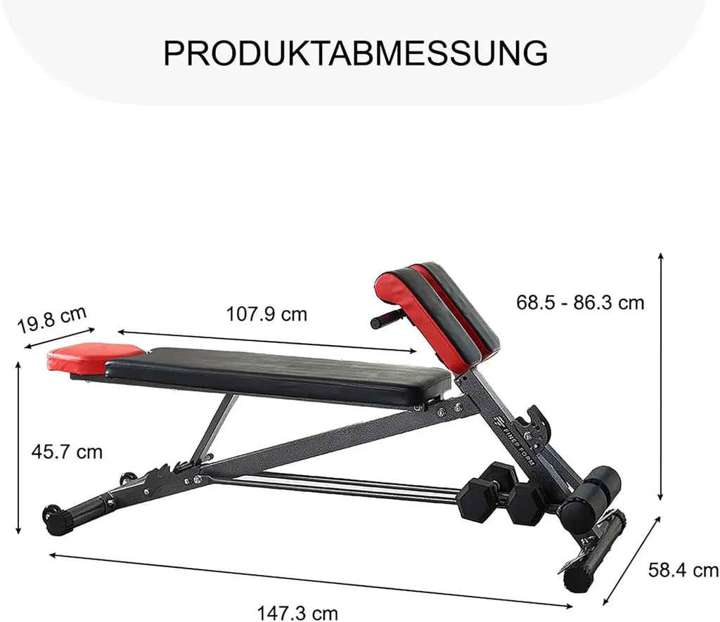 Banco de pesas ajustable para entrenamiento de fuerza, hiperextensión, lumbares, abdominales, banco inclinado y banco plano, modelo FF-TB011384