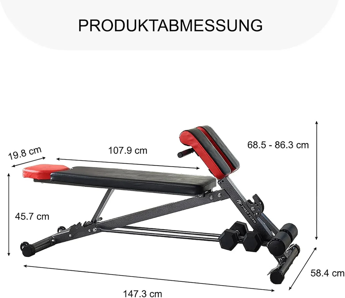 Banco de pesas ajustable para entrenamiento de fuerza, hiperextensión, lumbares, abdominales, banco inclinado y banco plano, modelo FF-TB011384