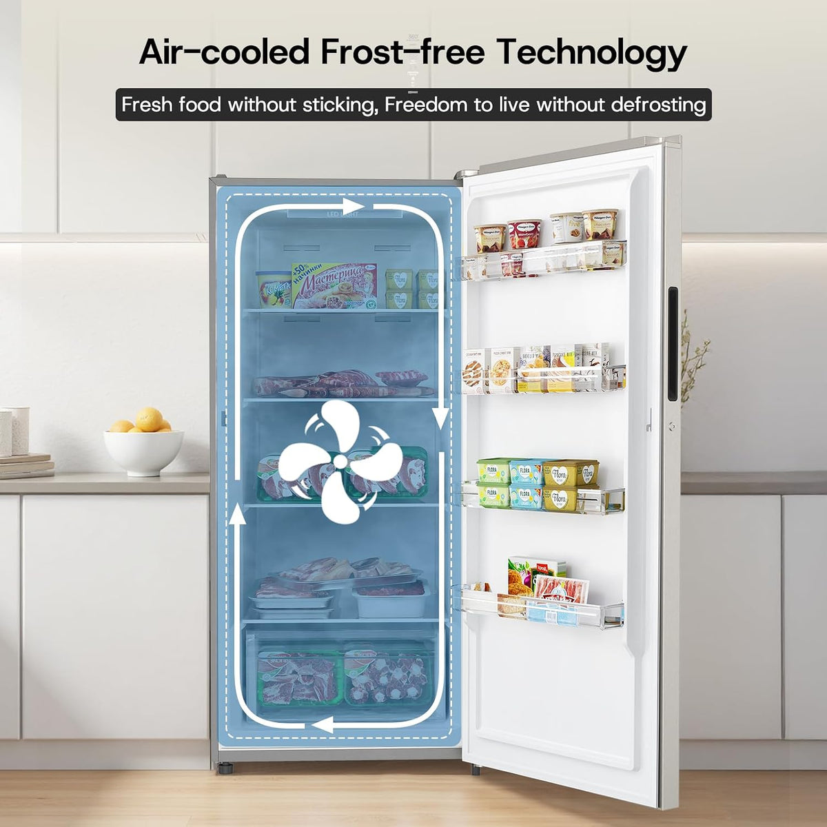 Congelador vertical Upstreman de 14.0 pies cúbicos, congelador convertible a refrigerador con control electrónico inteligente, sin escarcha (frost-free), Energy Star, funcionamiento silencioso, congelador de pie para hogares, oficinas y garajes - UF14