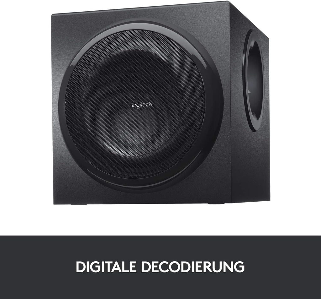 Sistema de sonido 5.1 Logitech Z906, altavoces con sonido envolvente de 1000 vatios, THX, múltiples entradas de audio, mando a distancia, enchufe UE, PC/PS4/Xbox/equipo estéreo/TV/smartphone/tableta - Negro