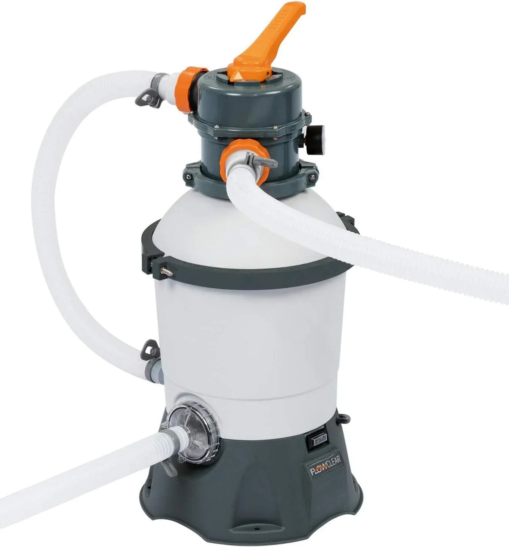 Sistema de filtro de arena 58515 para piscina elevada, capacidad de filtrado de 3028 l/h, 220 V, con dosificador ChemConnect y accesorios para piscina