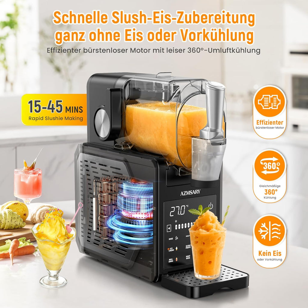 Máquina de granizados: máquina de helados y granizados de 2,5 L para el hogar, con pantalla LED, 6 programas preestablecidos para helados, frappés, batidos y limpieza automática (negro)