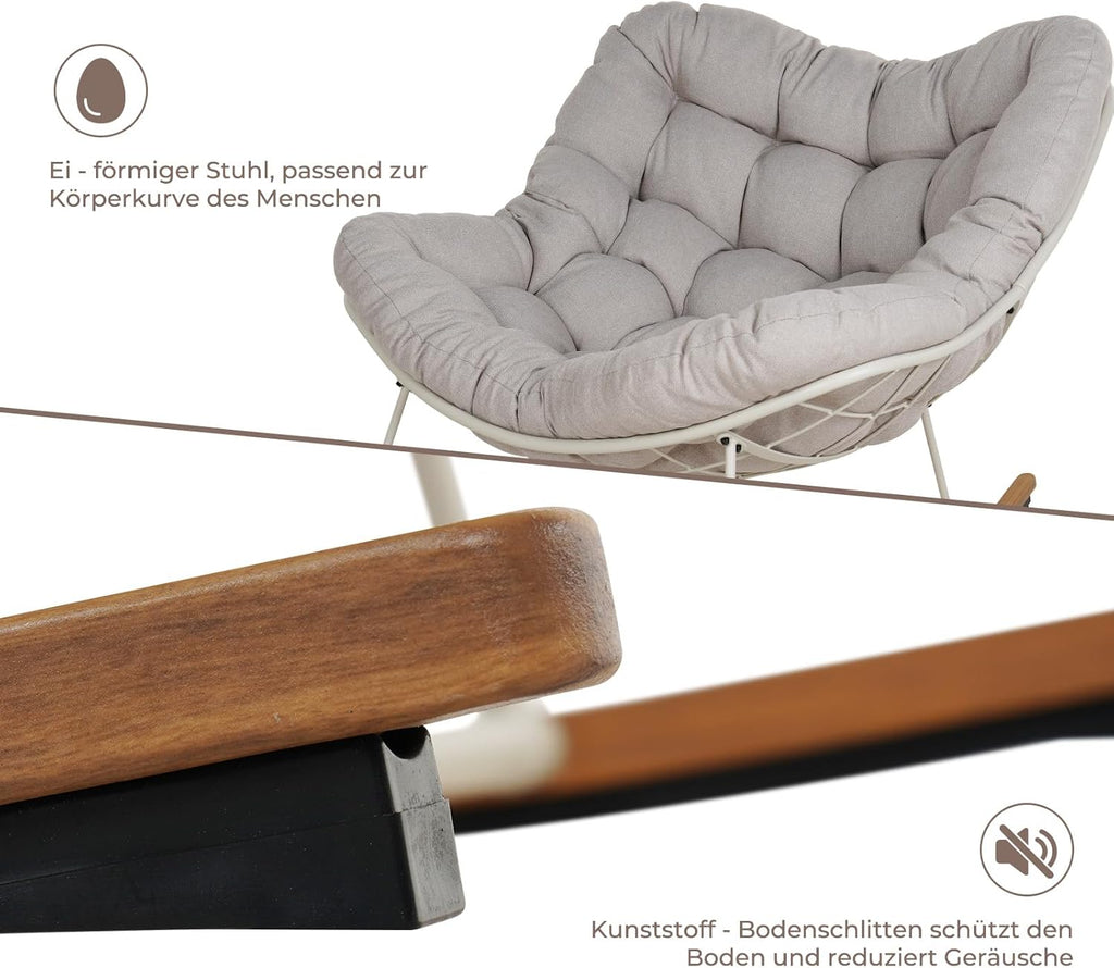 Grand Patio Mecedora para jardín, sillón oscilante, sillón mecedora para sala de estar, silla de relax acolchada, capacidad de carga de hasta 150 kg para jardín, dormitorio, sala de estar, rincón, porche, blanco crema