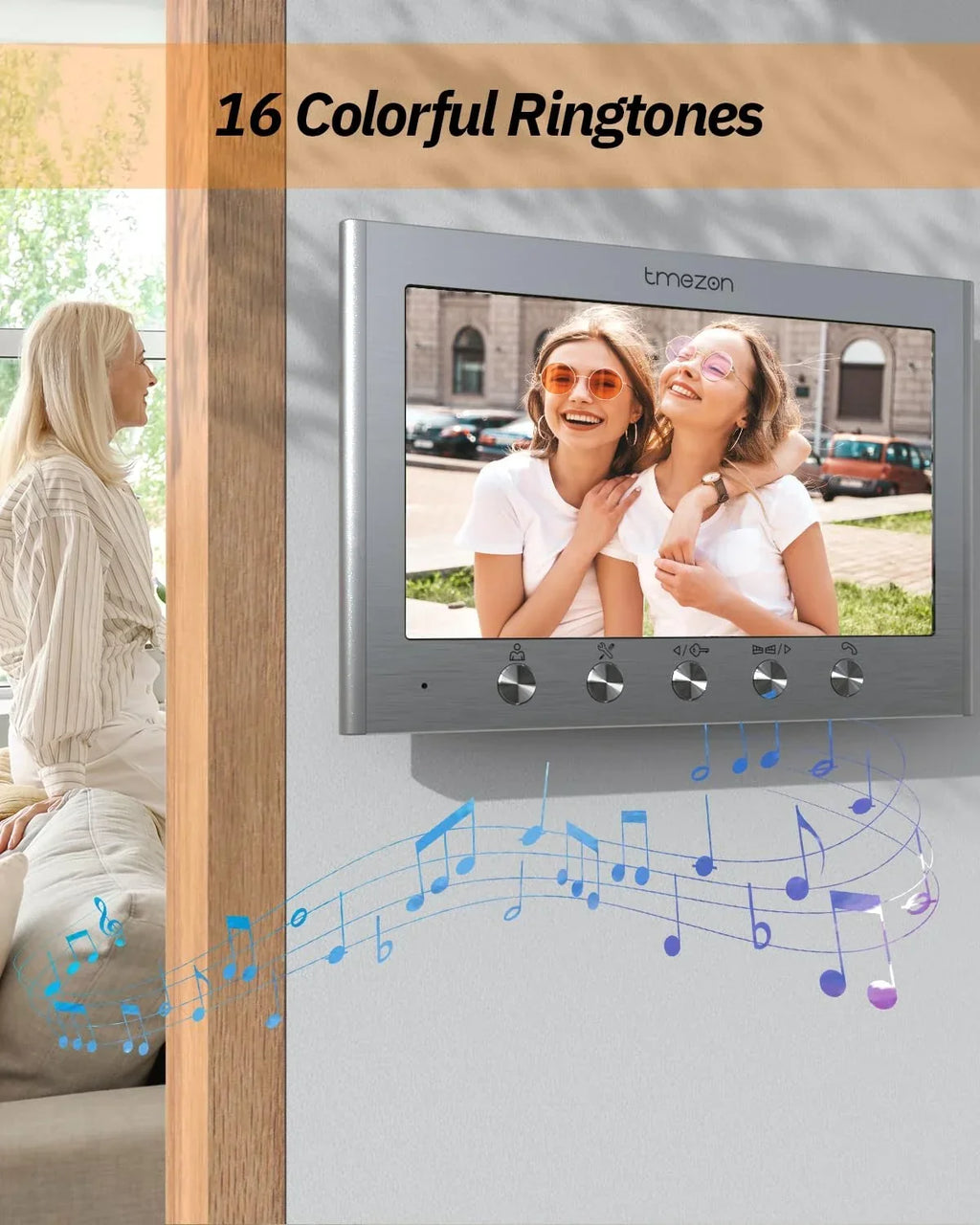 Videoportero TMEZON para 2 viviendas, monitor de 7 pulgadas, cámara HD, audio bidireccional, cable de 2 hilos, abrepuertas, visión nocturna