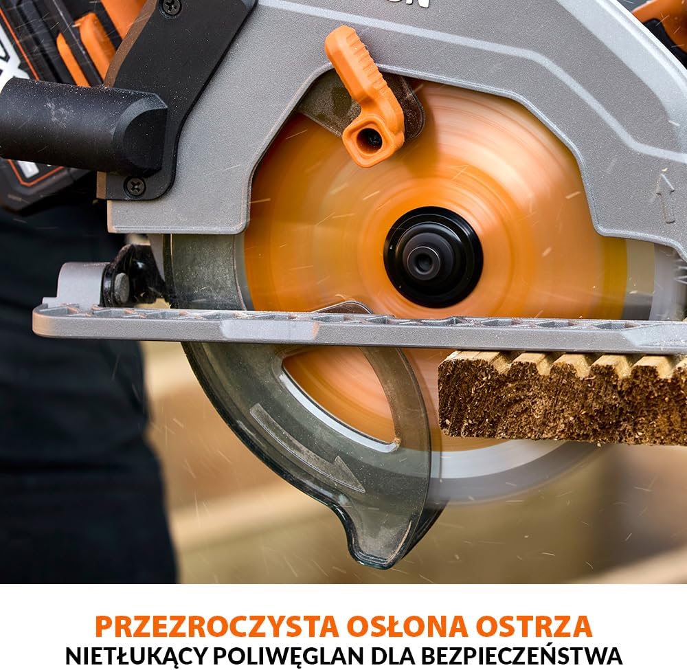 Evolution Power Tools R185CCS-Li Pilarka tarczowa akumulatorowa bezszczotkowa 18 V Li-Ion z tarczą do wielu materiałów, do cięcia drewna, metalu, plastiku, z prowadnicą, bez akumulatora, 185 mm