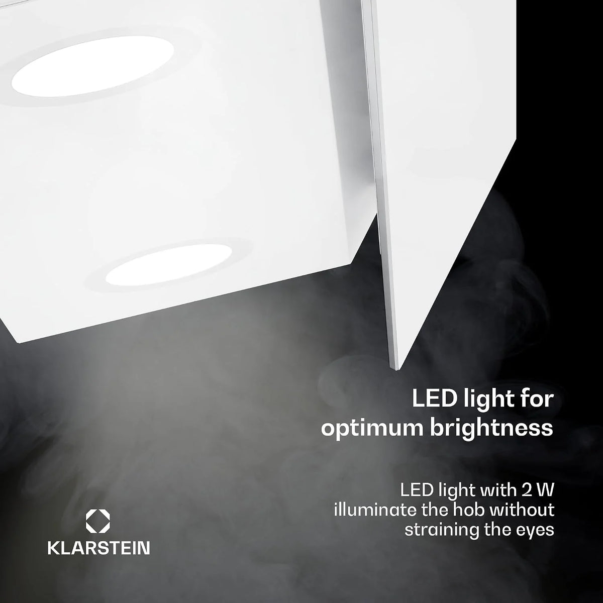 Klarstein Alina Okap kuchenny przyścienny – 60 cm, przepływ 600 m³/h, sterowanie dotykowe, klasa energetyczna A, podświetlenie LED w 9 kolorach, cichy 52 dB, biało-złoty, opcja recyrkulacji