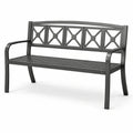 Banco de jardín de metal, 2 plazas, acero, gris oscuro